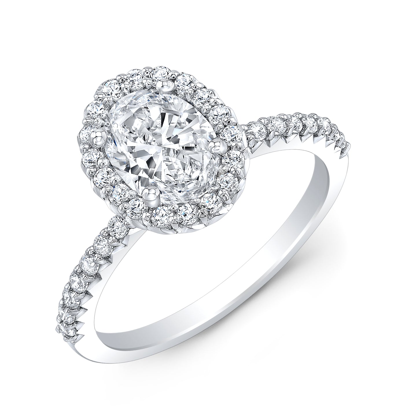 14K White Preset Lab Grown Engagement Ring w/ 2 1/2ct Oval Center