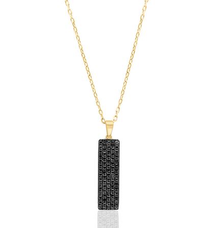 Lady's Yellow 18 Karat Drop Pendant Length 18 With 77 = 0.62Tw Round Si1 Black Diamonds