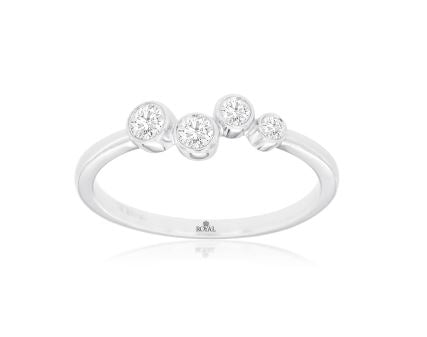 Lady's White 14 Karat Promise Fashion Ring Size 6.5 With 4 = 0.23Tw Round I I2 Diamonds