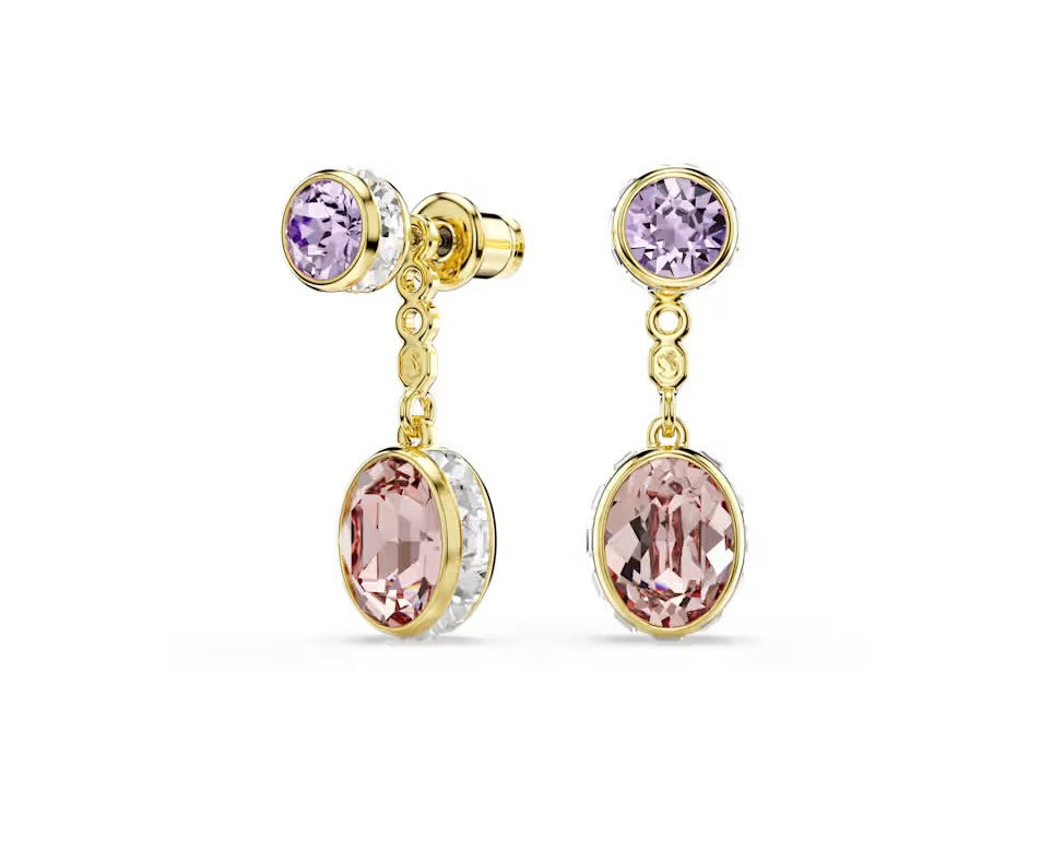 Chroma drop earrings Mixed cuts, Multicolored, Gold-tone plated