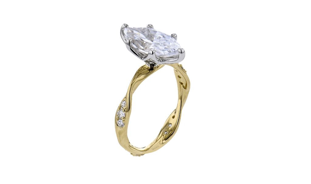 Two-Tone 14 Karat Twist Ring Size 6.5 Serial # 843472 With 12 = 0.27Twt Round G Vs1 Diamonds