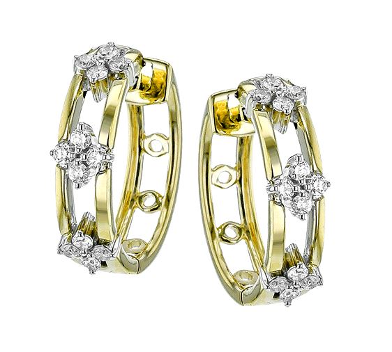 Lady's Two-Tone 14 Karat Medium Hoop Earrings
