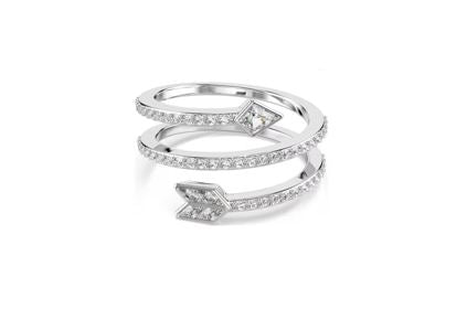 Idyllia motif ring Mixed cuts, Arrow, White, Rhodium plated 55