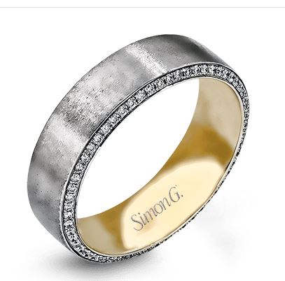 Gent's Two-Tone 14 Karat Satin Gentleman Wedding Band Size 10 With 0.50Tw Round G Vs1 Diamonds