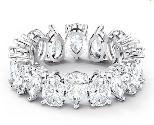 Vittore ring Pear cut, White, Rhodium plated 55