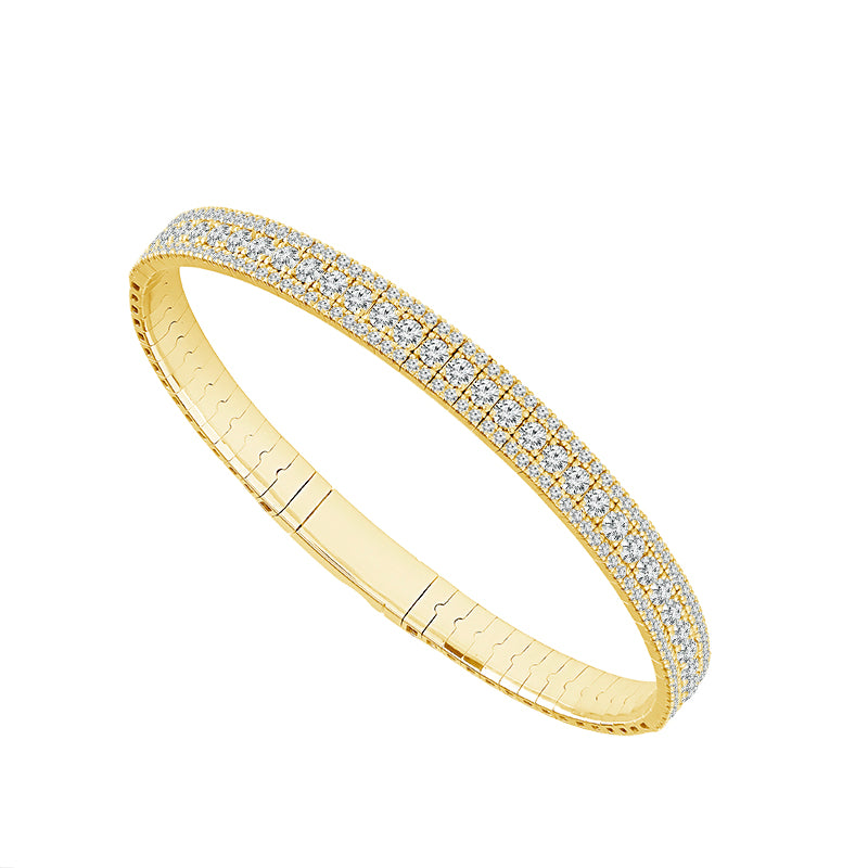 14K Yellow 2 7/8ct Diamond Flexi Bangle