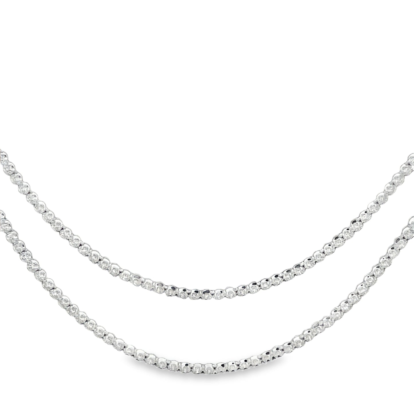 Lady's White 14 Karat Riviera Necklace Length 18 With = 5.00Tw Round I I1 Diamonds