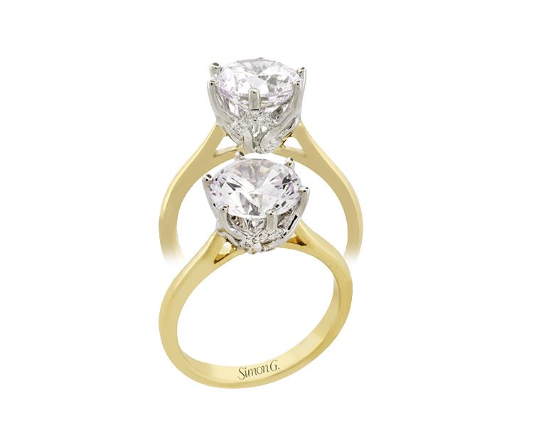 Two-Tone 18 Karat Solitaire Ring Size 6.5