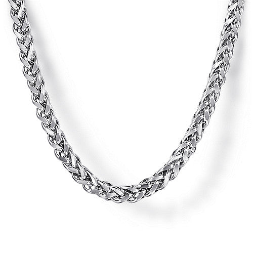 22 Inch 925 Sterling Silver Mens Wheat Chain Necklace