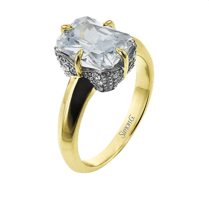 Two-Tone 18 Karat Hidden Halo Ring Size 6.5