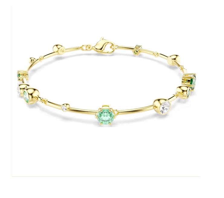 Constella bracelet Mixed cuts, Green, Gold-tone plated