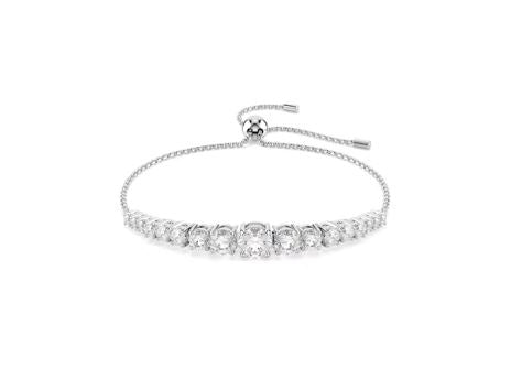 Matrix bracelet Gradient of round cuts, White, Rhodium plated