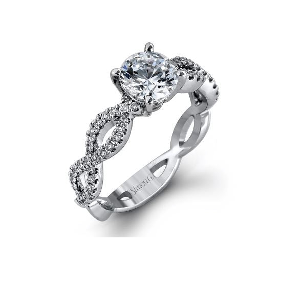 White 18 Karat Twist Ring Size 6.5 With = 0.32Tw Round G Vs1 Diamonds