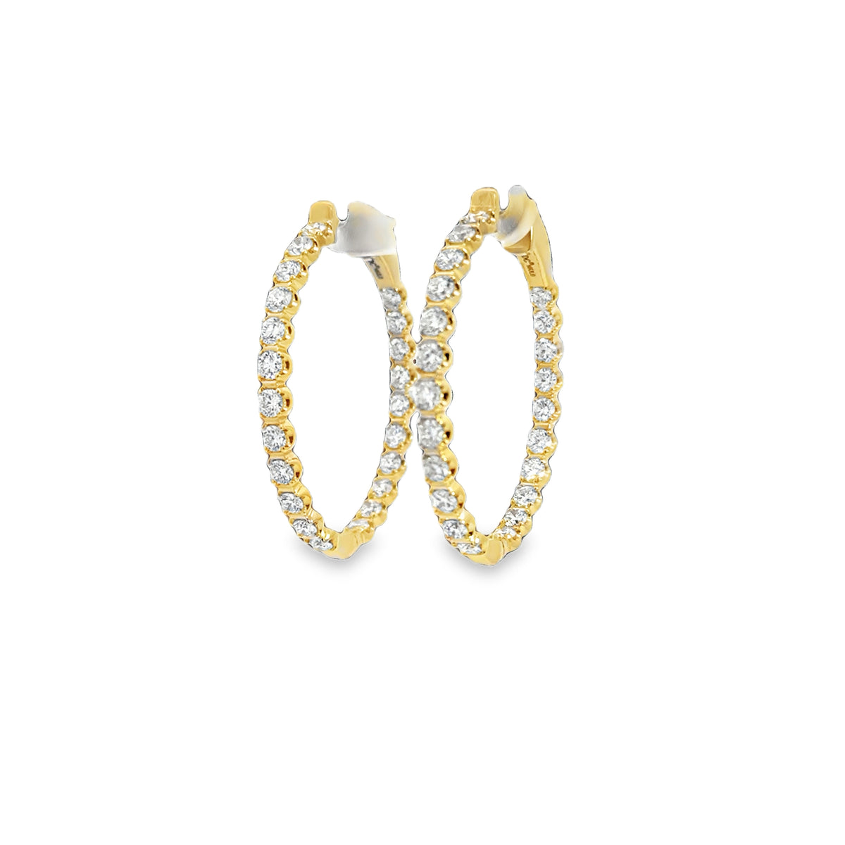 14K Yellow Lab Grown 2 1/2tw Inside Out Oval Diamond Hoops