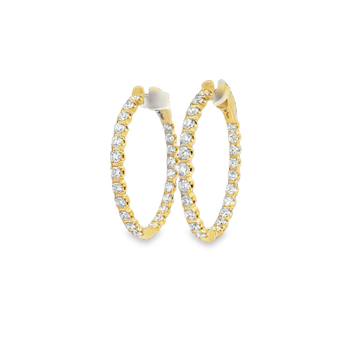 14K Yellow Lab Grown 2 1/2tw Inside Out Oval Diamond Hoops