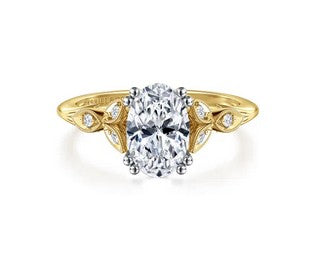 14k White-yellow Gold Oval Diamond Engagement Ring