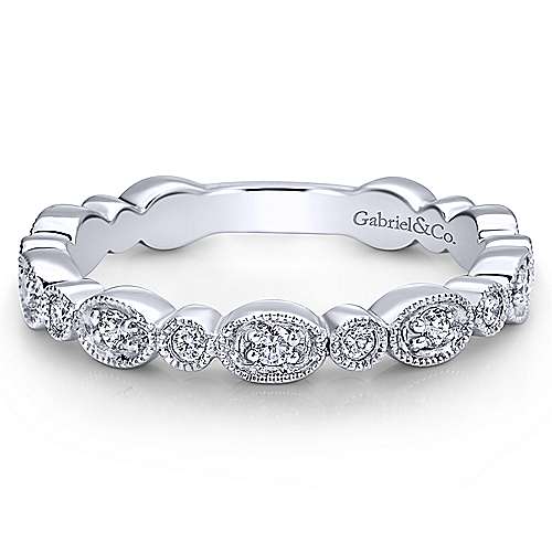 14k White Gold Stackable Ladies Ring