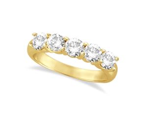 14K Yellow 5 Stone Lab Grown Diamond Band 1tw