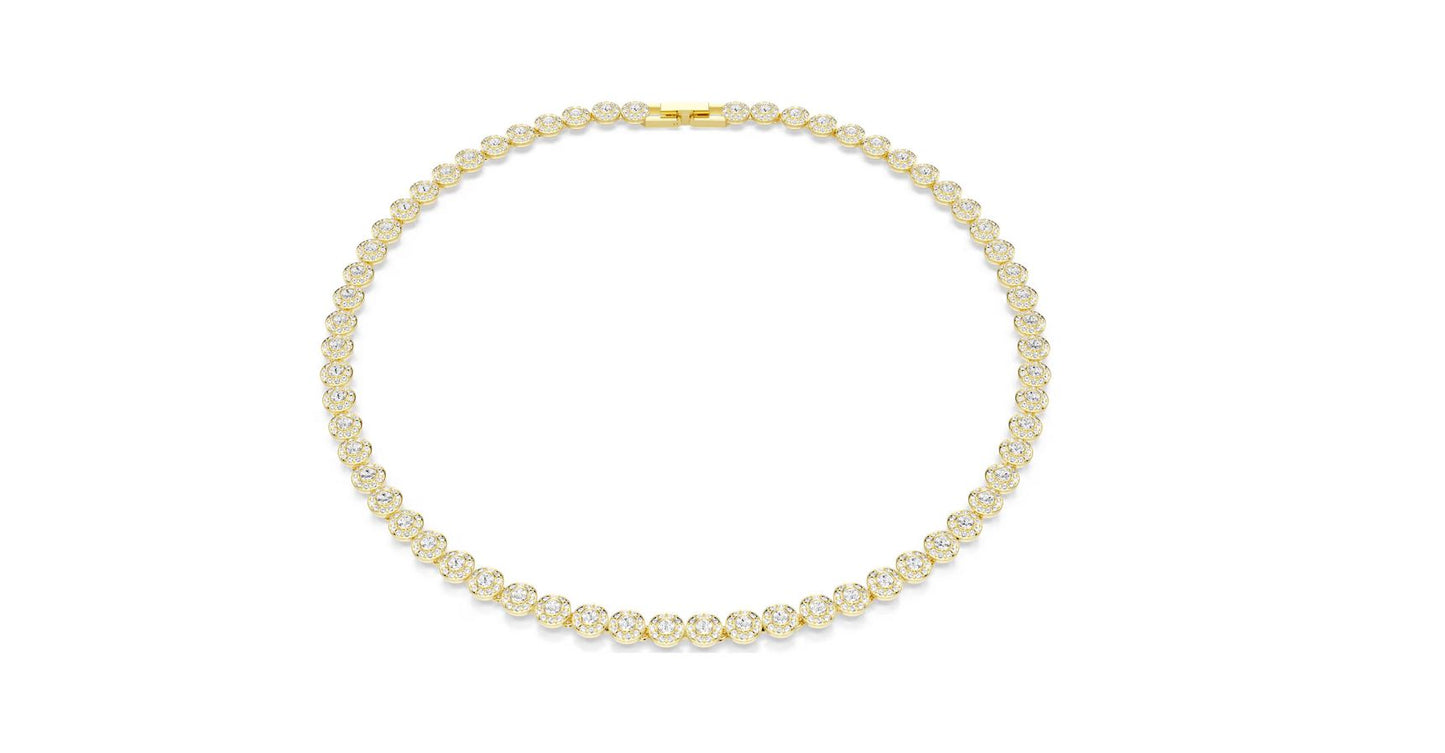 Una Angelic necklace Round cut, Small, White, Gold-tone plated