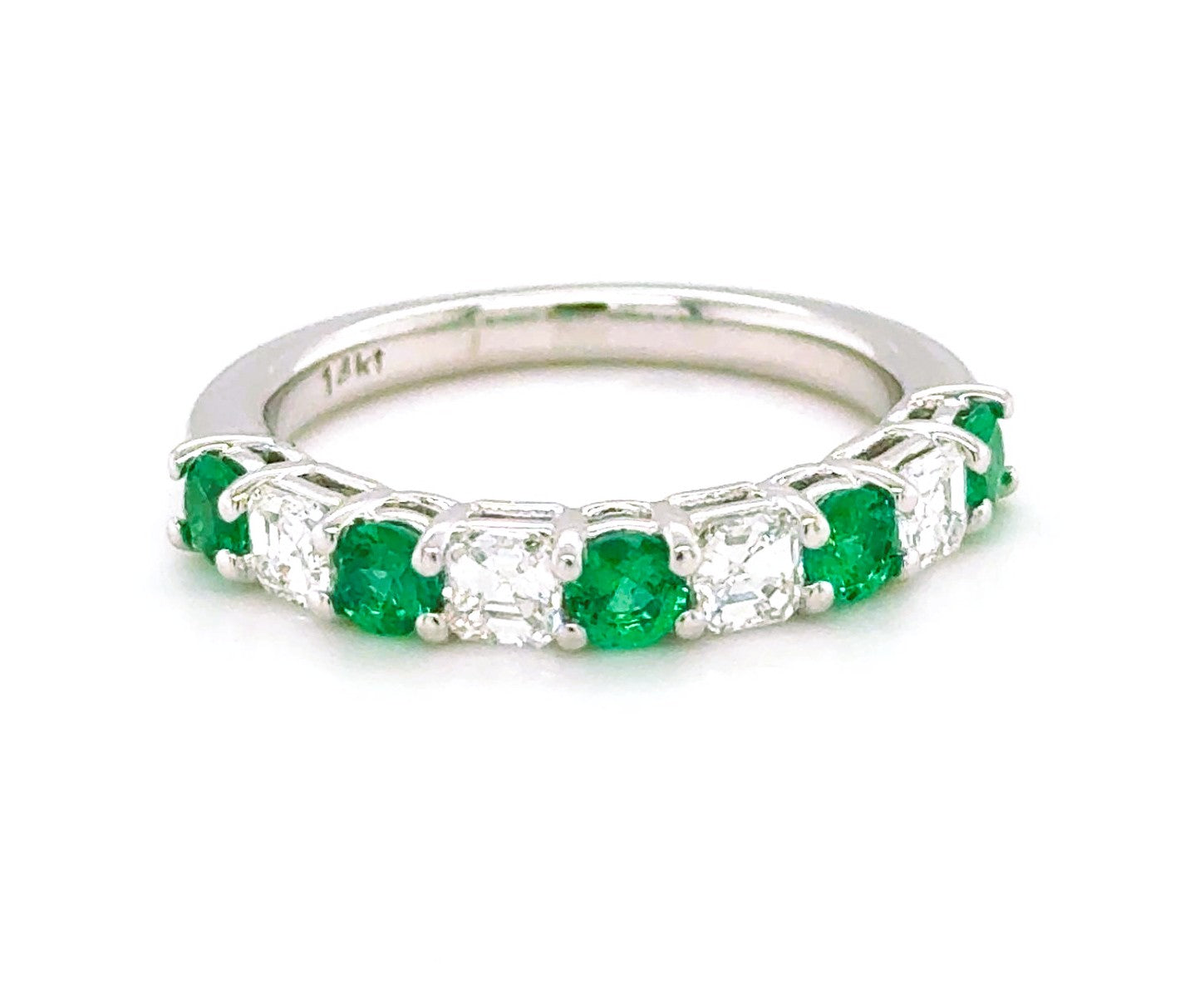 Alternating Emerald & Diamond Stackable Band
