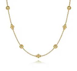 14k Yellow Gold Bujukan Bead Station Necklace