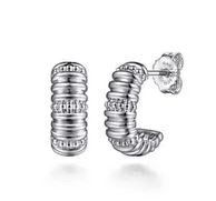 925 Sterling Silver Bujukan Shrimp J Hoop Earrings