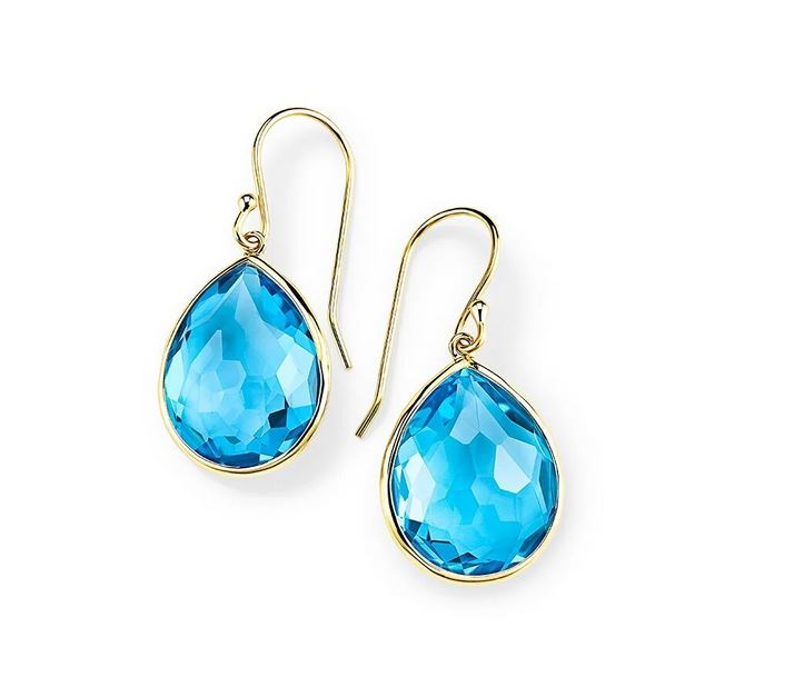 18K Rock Candy® Medium Teardrop Earrings in Swiss Blue Topaz