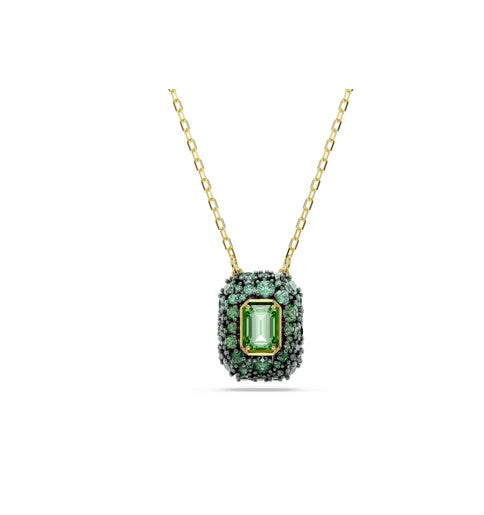 Sublima pendant, Octagon cut, Green, 18K gold plated