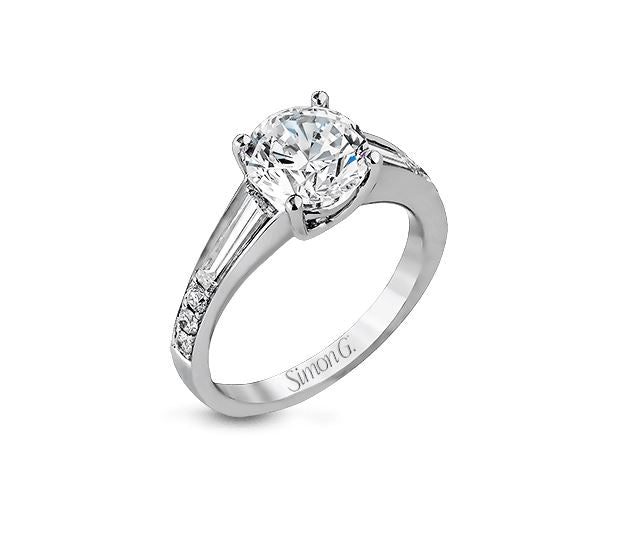 White 18 Karat Channel Ring Size 6.5 With = 0.55Tw Baguette G Vs1 Diamonds And = 0.16Tw Round G Vs1 Diamonds