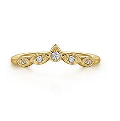 Vintage Inspired 14k Yellow Gold Curved Gold Diamond Anniversary Band