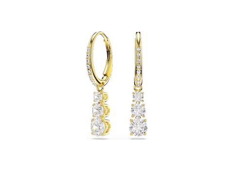 Stilla Attract hoop earrings Round cut, White, Gold-tone plated