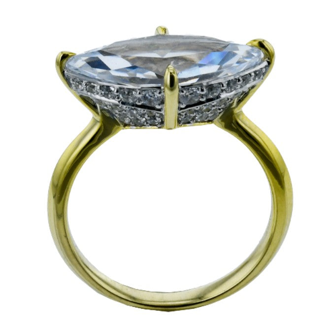 Two-Tone 18 Karat Hidden Halo Ring Size 6.5