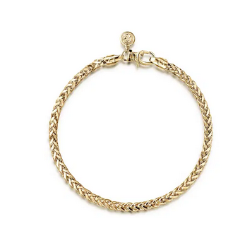 14K Yellow Gold Mens Wheat Chain Bracelet