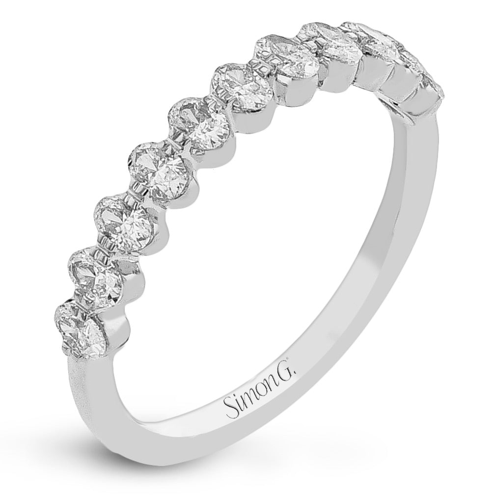 Lady's White 18 Karat Prong Anniversary Ring Size 6.5 Old Key 820857 With 11 = 0.55Tw Oval G Vs1 Diamonds