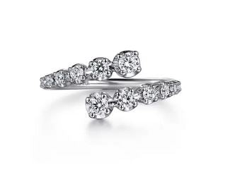 14k White Gold Diamond Bypass Ring