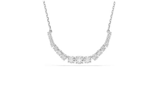 Matrix necklace Gradient of round cuts, White, Rhodium plated