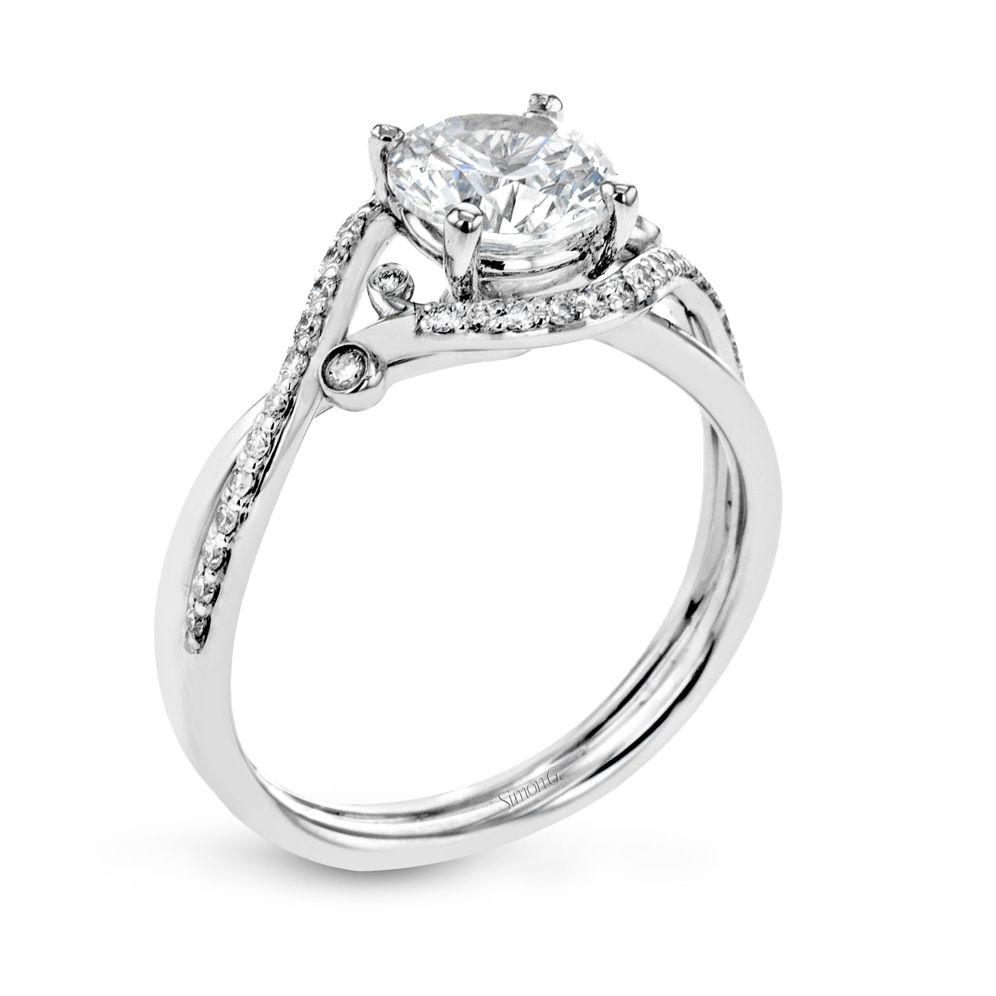 White 18 Karat Cross Over Ring Size 6.5 With 40=0.18Tw Round G Vs1 Diamonds