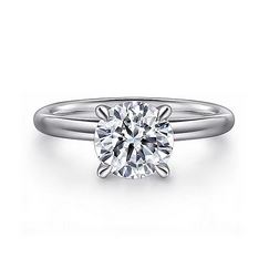 14k White Gold Round Solitaire Engagement Ring
