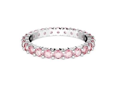 Matrix ring Round cut, Pink, Rhodium plated 55