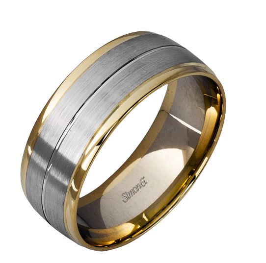 Two-Tone 14 Karat Gentleman Wedding Band Size 10