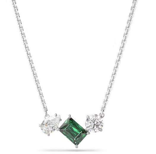 Mesmera pendant Mixed cuts, Green, Rhodium plated