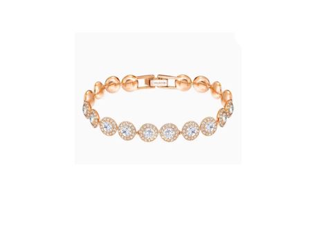 Una Angelic Tennis bracelet Round cut, Pavé, Medium, White, Rose gold-tone plated M