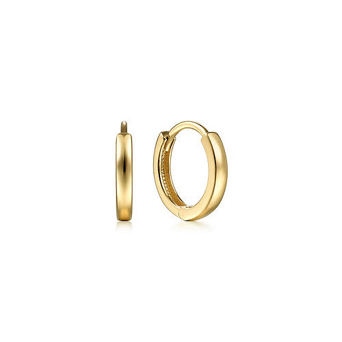 14K Yellow Gold Plain Huggie Earrings