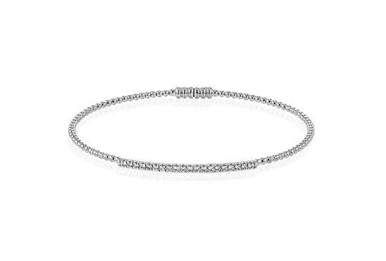 Lady's White 18 Karat Bangle Bracelet With 20=0.26Tw Round G Vs1 Diamonds