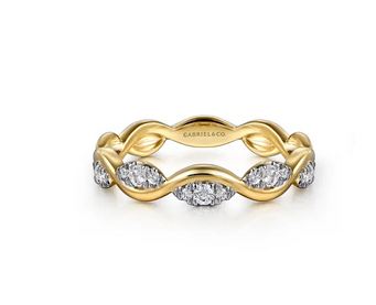 14K Yellow Gold Diamond Twisted Stackable Ring