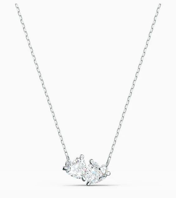 Mesmera Attract necklace Heart, White, Rhodium plated