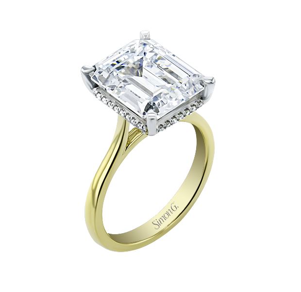Two-Tone 18 Karat Hidden Halo Ring Size 6.5