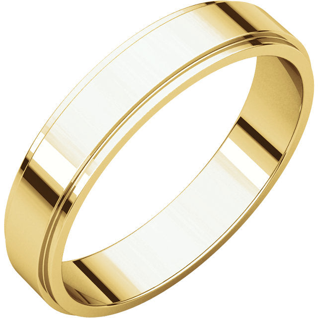 14K Yellow 4mm Flat Edge Band