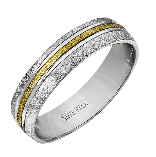 Two-Tone White and Yellow 14 Karat Gentleman Wedding Band Size 10