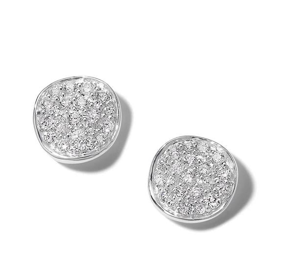 925 Stardust Mini Flower Disc Stud Earrings with Diamonds (.20ctw)